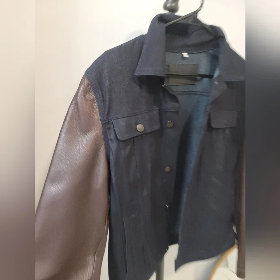 7 For All Mankind cashmere denim and leather jacket size Medium - Image 3 of 4