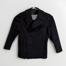 US Navy Pea Coat 40R Black Double-breasted 100 Kersey Wool Corduroy Pockets VTG