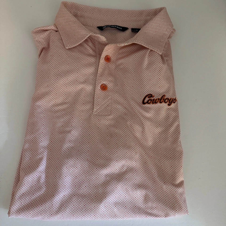 Polo Oklahoma State OSU Cowboys naranja blanco estampado cortador y Buck Performance Foto 4 de 4