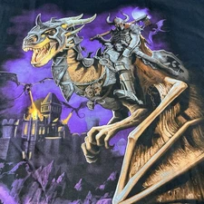 Liquid Blue Men's T-shirt Black Dragon Master Knight & Dragon XL NWOT