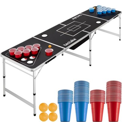 Bierpongtisch Beerpong Tisch Set Partyspiele Party Zubehör 100 Becher 6 Bälle