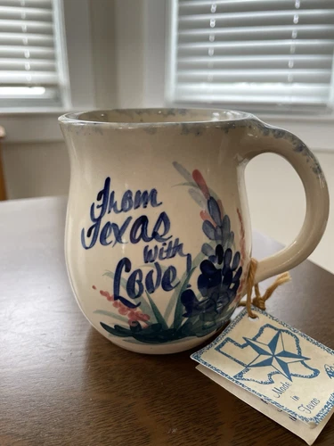 Hand Turned, Hand Paint From TX With Love 12 oz Glazed Coffee Cup Marshall Texas