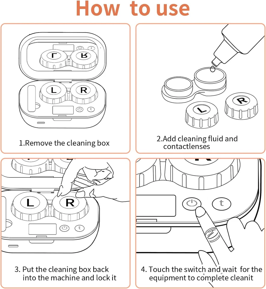 Limpiador ultrasónico portátil de lentes de contacto con cargador USB - Ajuste suave desechable Foto 4 de 4