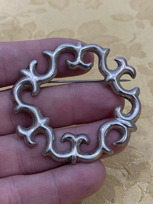 Vintage Sterling Silver 925 Tested Estate Acquired Native Sandcast Brooch Pin