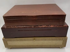 3 WOOD FLATWARE CHESTS PROJECT LOT Silverware Anti-Tarnish Flatware ROUGH COND.