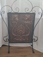 Art Nouveau Copper And Wrough Iron Fire Scree