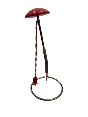 Vintage Pinkish Button Mushroom Hat Stand Spring & Weighted Loop Base
