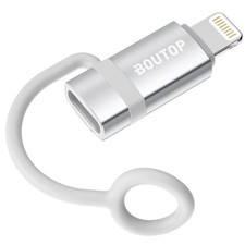 BOUTOP MFi Certified USB C to Lightning Adapter, Type C 1 Pack, Silver