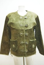 Almsee leather jacket short blazer Edelweiss costume jacket Janker brown green size 36