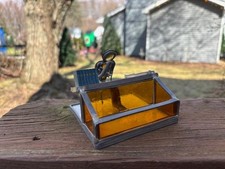 Charming leaded stained glass business card holder for attorney or business