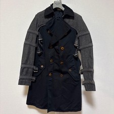 Comme des Garcons Homme Plus Double Breasted Black Gray Trench Coat FB ADA