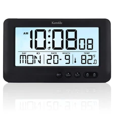 Small Digital Travel Alarm Clock, Battery, 2 Alarms, Snooze, Temp, 12/24H