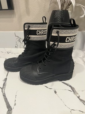 Dior D-Major Ankle BootBlack and White Technical Fabric and Black Calfskin