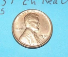 1937 S    LINCOLN WHEAT CENT   CHOICE  RED UNCIRCULATED  #1