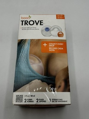 Boon Trove Passive Silicone Breast Pump 2-Pack + Plugs & Bag NEW Open Box