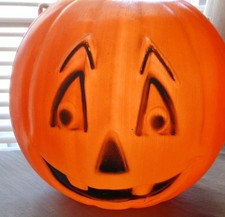1970s Smiling Pumpkin Head Blow Mold Treat Bucket Lightable If You Wanted To