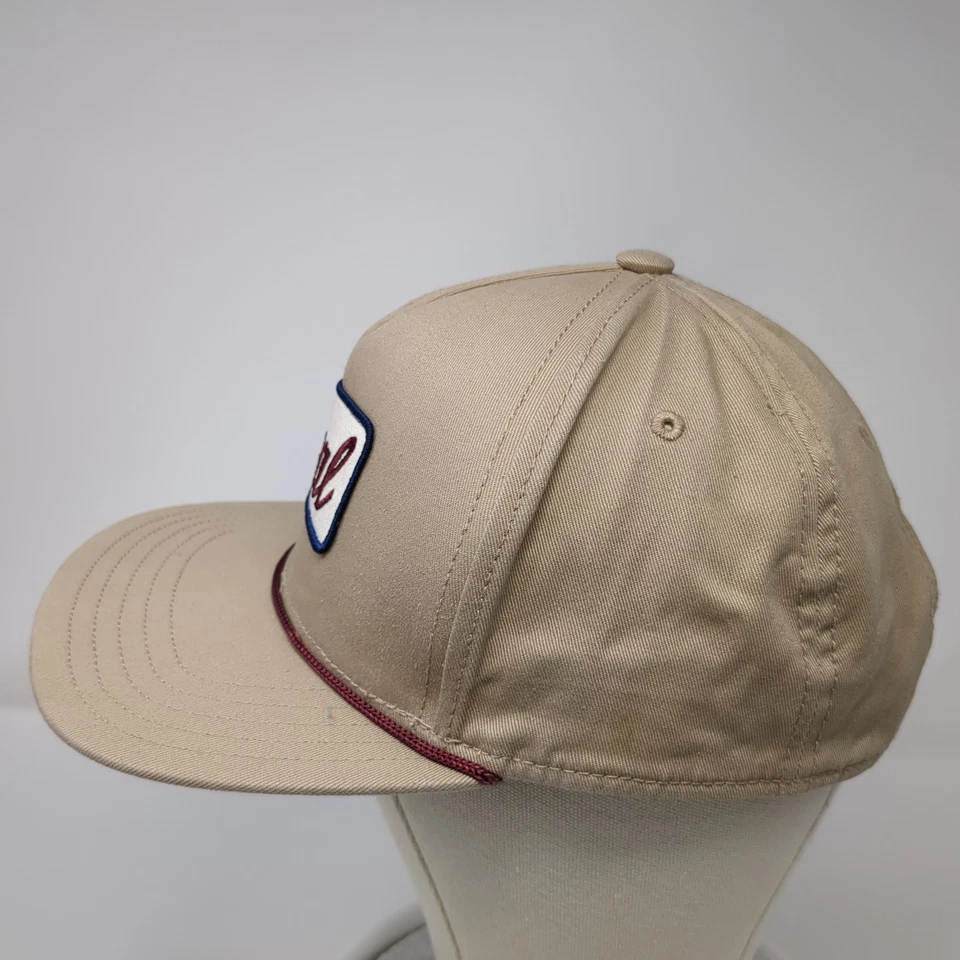 Boné de carvão Snapback 5 painéis bege tamanho único ajustável corda bordada - Imagem 3 de 4