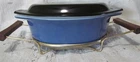 Vintage 1970 Pyrex Midnight Bloom Casserole w/Lid & Carrier #043 1-1/2 Qt.