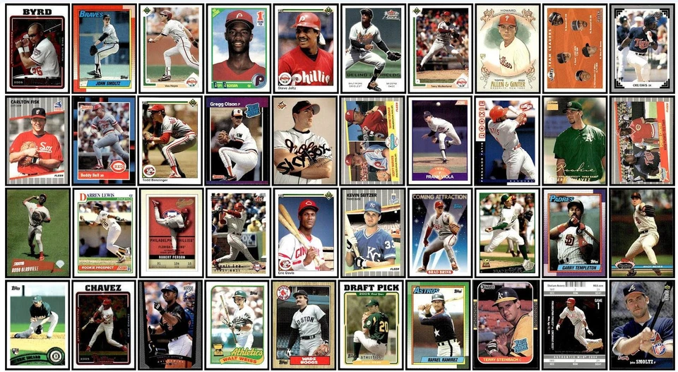 Lote misto de 100 cartões esportivos de beisebol 1966-2021 Atlanta Braves - Imagem 2 de 3