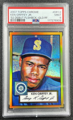 KEN GRIFFEY JR. PSA 9 2007 TOPPS CHROME 1952 DEBUT FLASHBACKS GOLD REFRACTOR /52