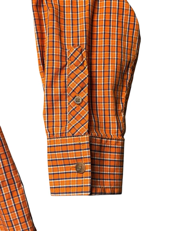 Camisa Nautica Niños Grande 14/16 Cuadros Abotonada Manga Larga Naranja Mezcla Algodón Foto 4 de 4