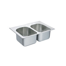 MOEN 22394 18 Gauge Double Basin Stainless Steel Kitchen Sink - LOCAL PICK UP
