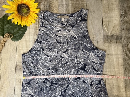 Abito ATHLETA Santorini maglia stampa tropicale blu elasticizzato midi spiaggia TG MED - Foto 11 di 17