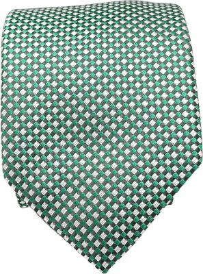 BISSE Necktie - Micro Fabric Men's Tie, Green Checkered Tie, Men's Necktie