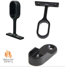 Black Oval Wardrobe Hanging Rail Supports End Sockets and Fittings