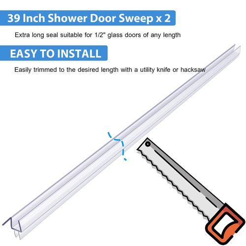 2-Pack Frameless Shower Door Bottom Seal for Glass Doors – Stop Shower Leaks ... - Picture 4 of 7