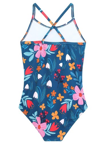 Girls Racing Swimsuit Green Floral One Piece UPF 50+ Sun Protection Swimwear - Picture 2 of 5