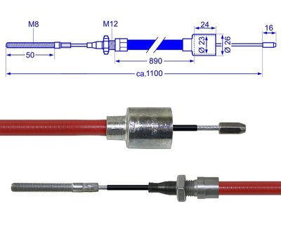 AL-KO / ALKO Longlife Bremsseil Bowdenzug 890 / 1100mm mit Gewindeende 299710