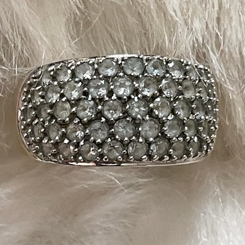 Gorgeous QVC 9ct Gold Aquamarine Large Cluster Cocktail Dress Ring UK Size M - Picture 1 of 12