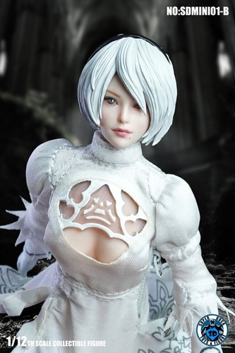 SUPER DUCK SDMINI001-B Sexy Female Automata 2B White Clothes with Head Set 1/12 - Afbeelding 4 van 5