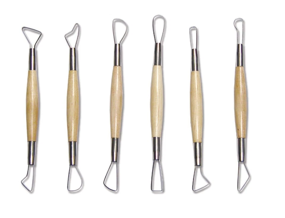 ROYAL & LANGNICKEL 6 x WOODEN TWIN END RIBBON 6" POTTERY CLAY CERAMIC SCULPTING MODELLING TOOLS