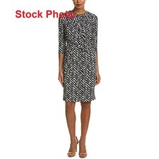 Eliza J Women's 3/4 Sleeve Printed Shift, Navy/Ivory, Size 8