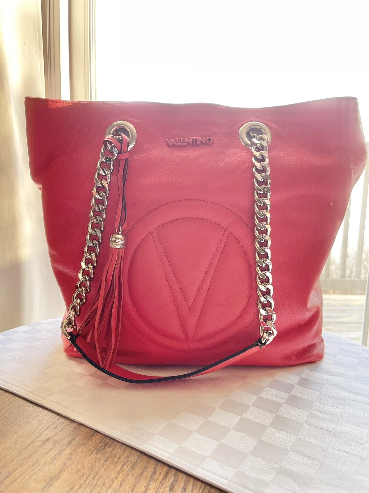 Borsa Valentino by Mario Valentino RARA Marylin pelle anguria tracolla catena nuova con etichetta