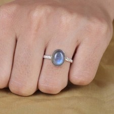 Labradorite Gemstone Ring 925Sterling Silver Ring Wedding Gift for Her Boho Ring