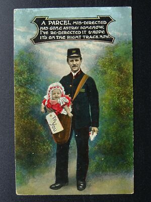 Postmotiv BABY - EIN PAKET FEHLGELEITET um 1915 Postkarte des Corona Verlags