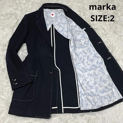 Marka Heavy Melton Chester Coat Size 2 Navy Blue Made in Marka Heavy Melton Chester Coat Size 2 Navy Blue Made in