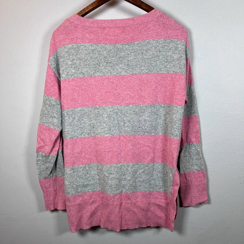 Suéter Pullover Joe Fresh Para Mujer Rosa y Gris Rayas Talla S/P Manga Larga Foto 2 de 4
