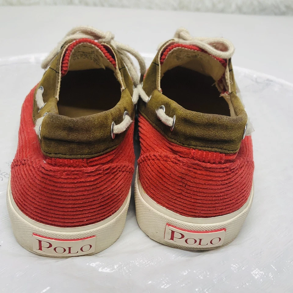 Polo Ralph Lauren Mujer "Lilia" Rojo Pana Barco Zapato Talla 7B Foto 4 de 4
