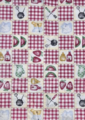 Vintage Gingham Oilcloth Tablecloth Outdoor Picnic Camping Bbq 50  x 100 