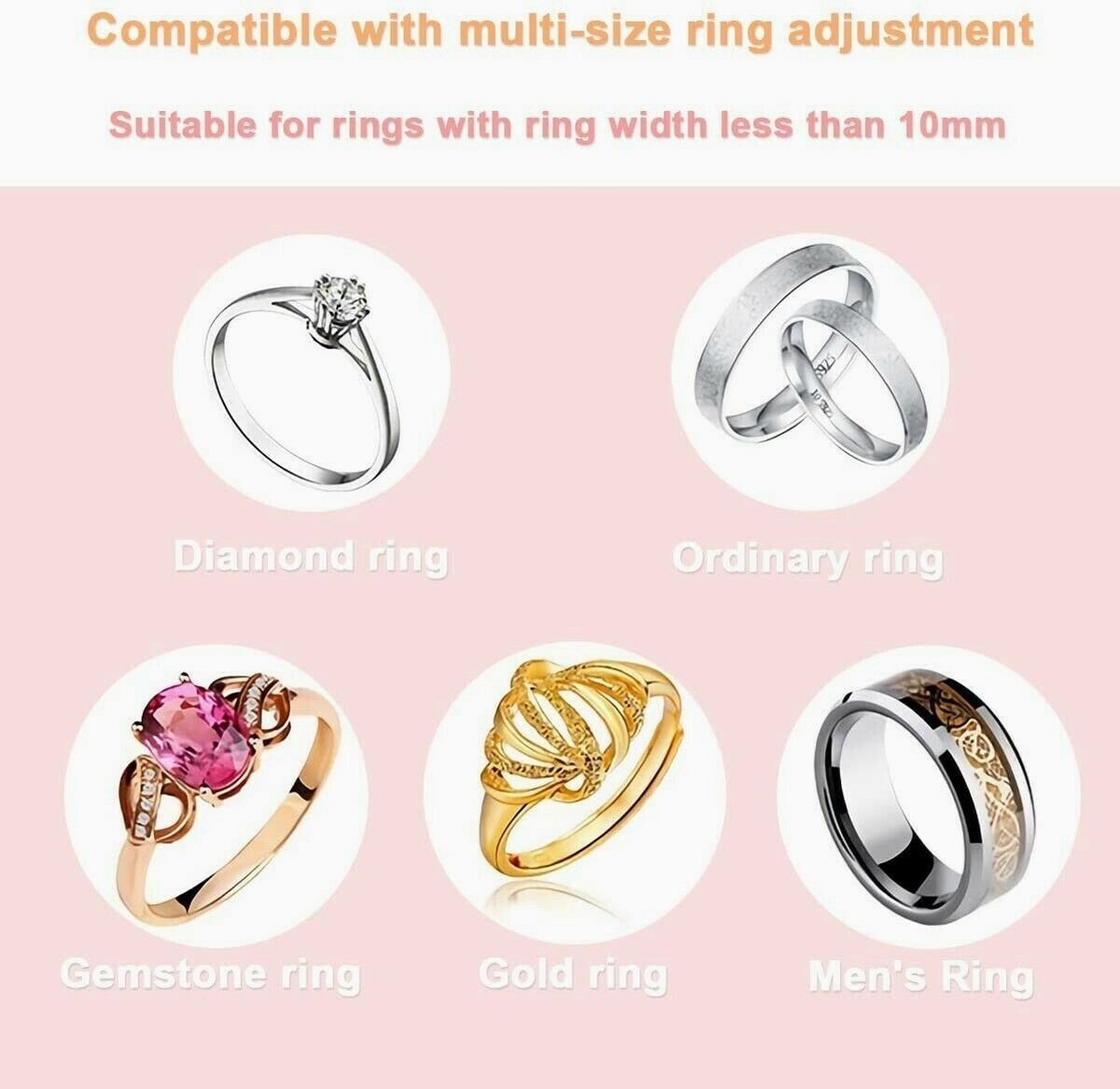 Réducteur Bague Ajusteur De Bague Invisible Gleamkid - 16 Pièces TPU Transparent, Pour Bagues Trop Larges Accessoire Bague Ajustable