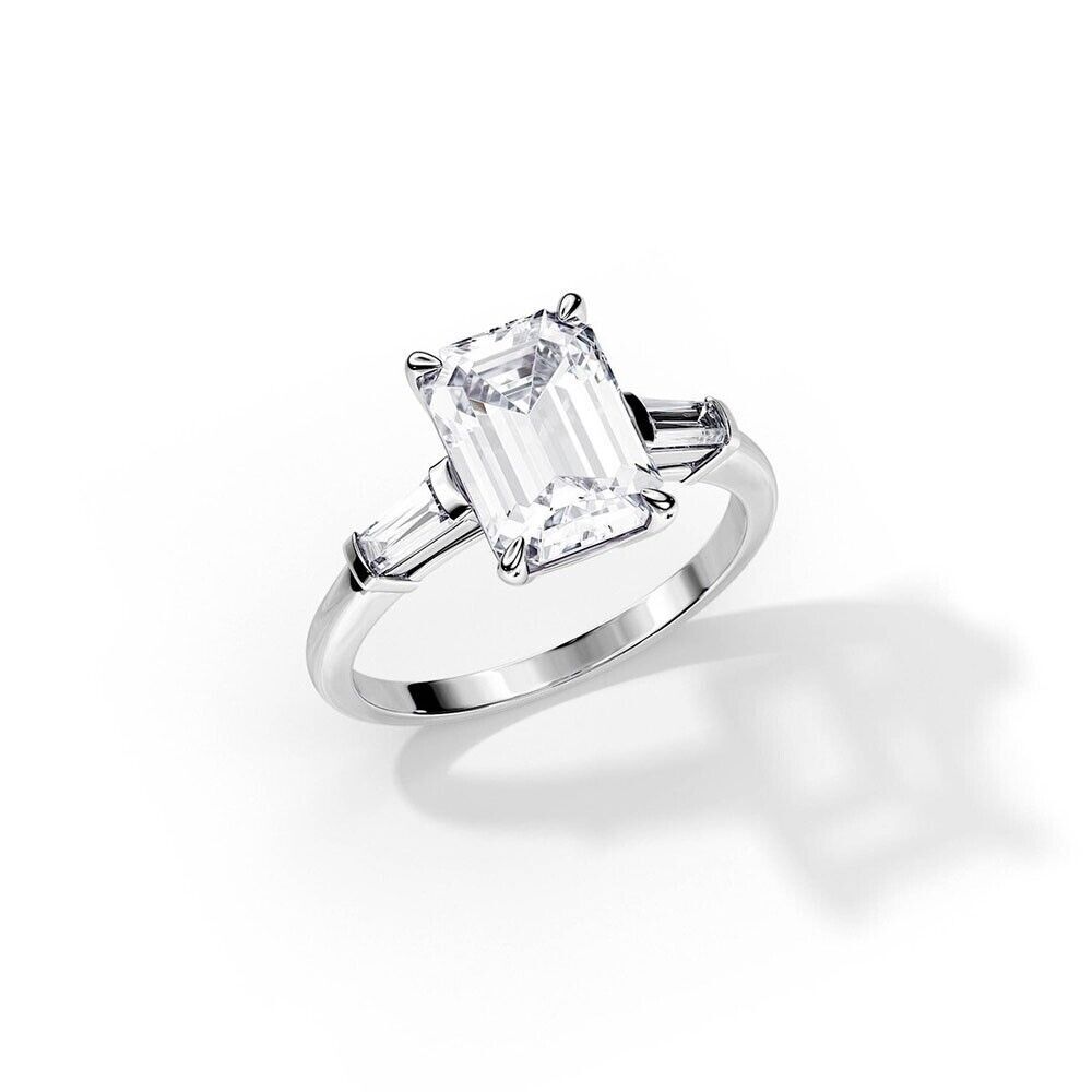 Wedding Ring Solid 950 Platinum Emerald 2.60 Cara… - image 2