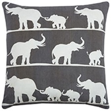 Rizzy Beige Lines Banded Elephant Contemporary Throw Pillow Nature Print T08422