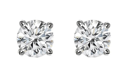 1/4 kt echte natürliche runde J-K Diamant Solitär Ohrstecker in 14 K Weißgold