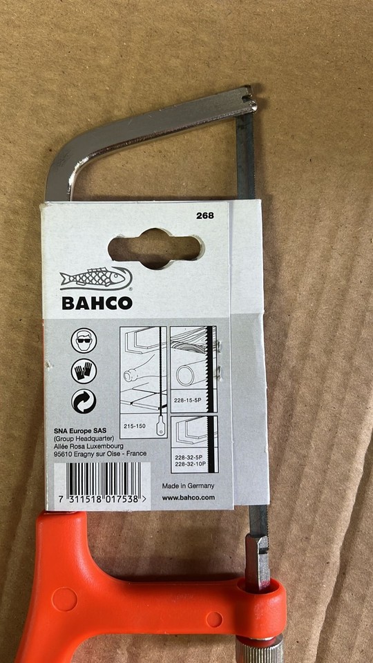 SEGHETTO BAHCO JUNIOR 6" 150 Mm Lama Bimetallo Acciaio Telaio Solido Sandvik Mini 268 EUR 11,45 - IT