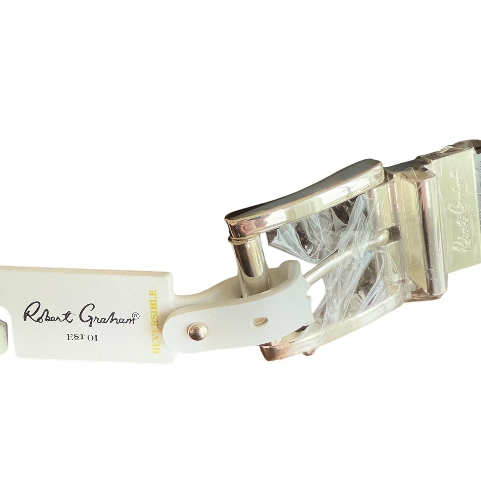 Cinturón Robert Graham Para Hombres Potter Rev Cuero Repujado Negro Plata Hebilla Foto 3 de 4