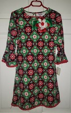 COUNTING DAISIES red Green Floral Stretch Cotton Christmas Dress. Girls 6X NWT